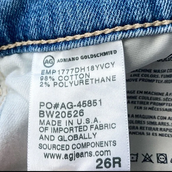 Light Wash Adrianna Goldschmied AG The Farrah Skinny High Rise Frayed Hem Jeans - Picture 6 of 6